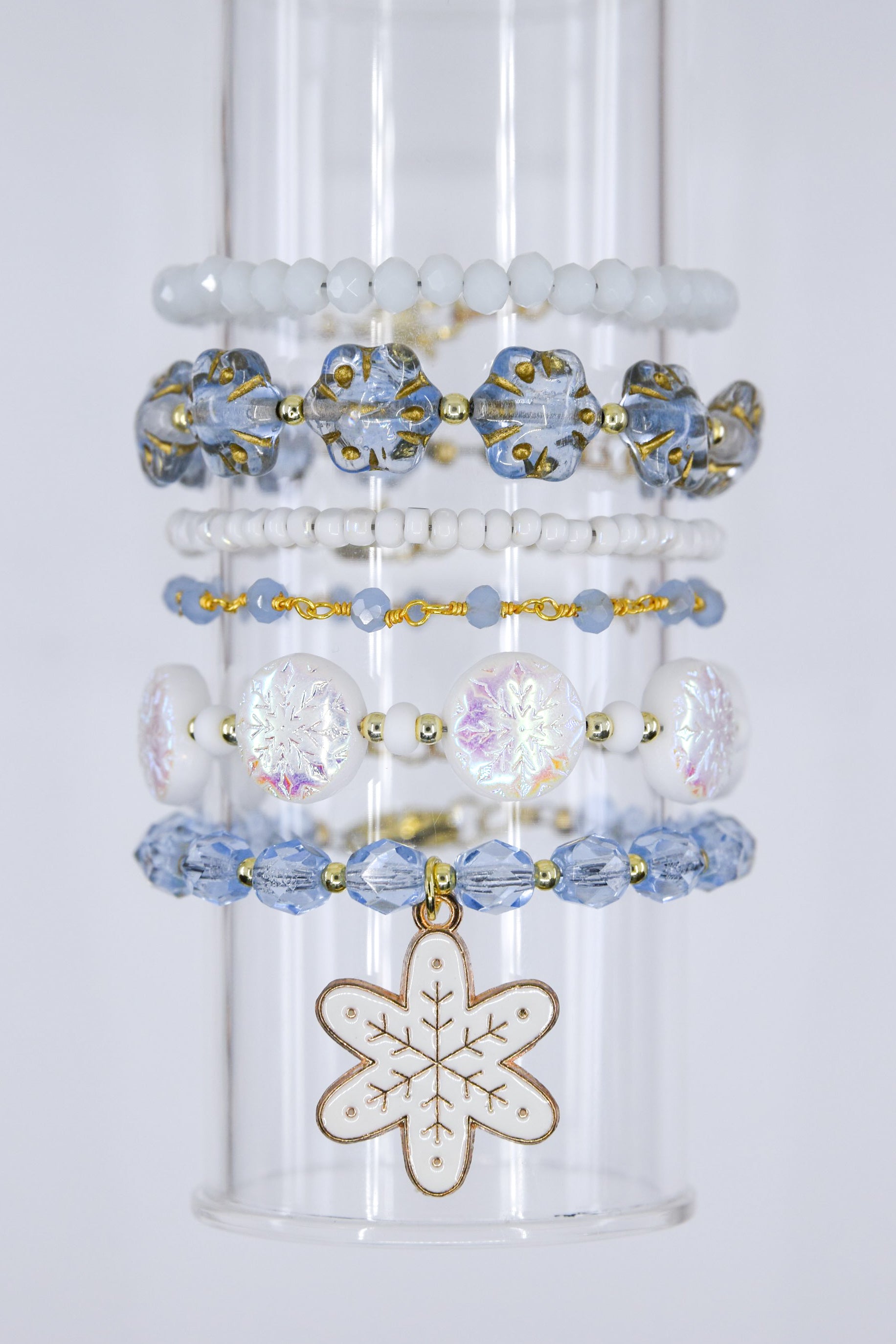 Chunky White Snowflake Charm Bracelet