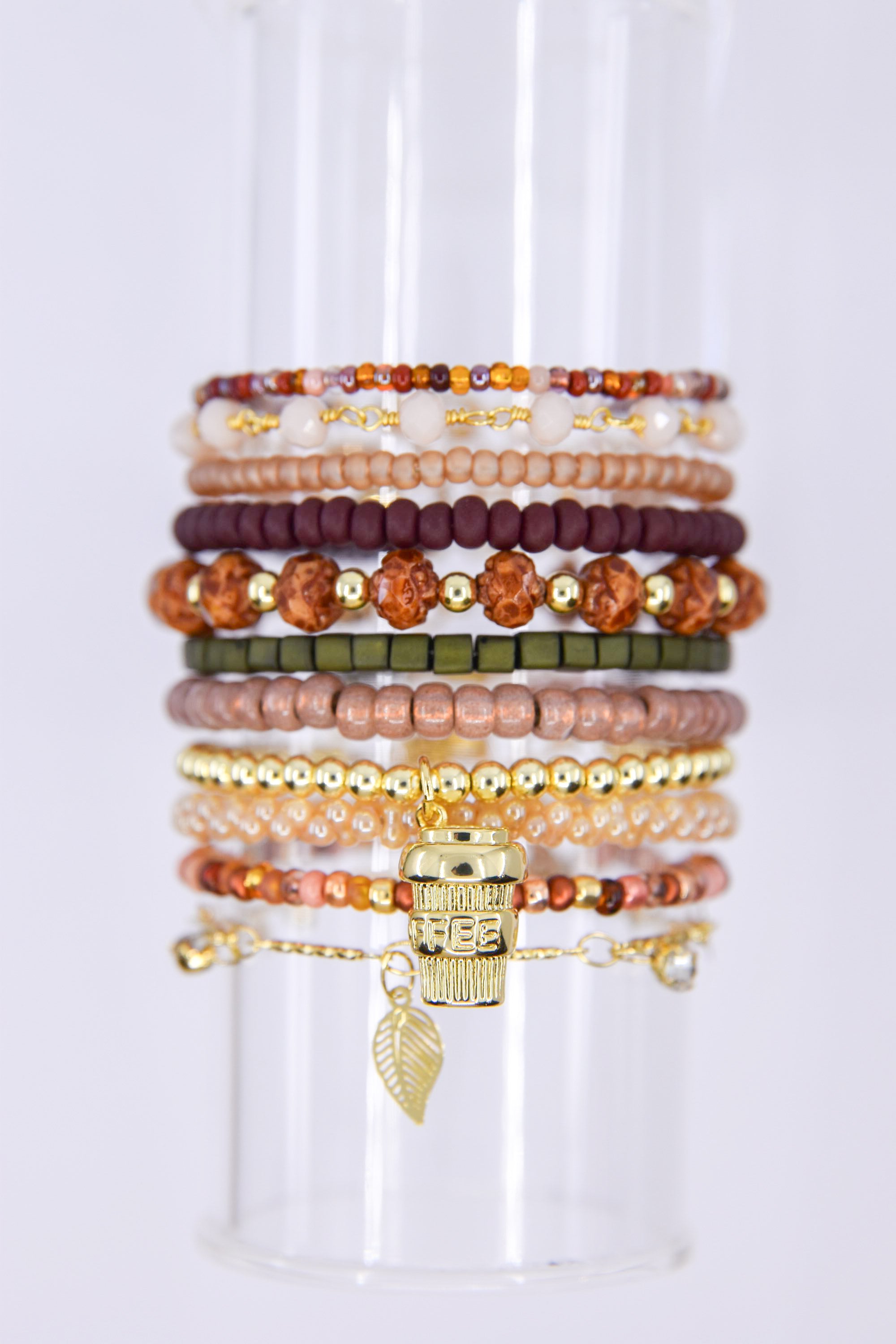 Gold Coffee Cup Charm Bracelet