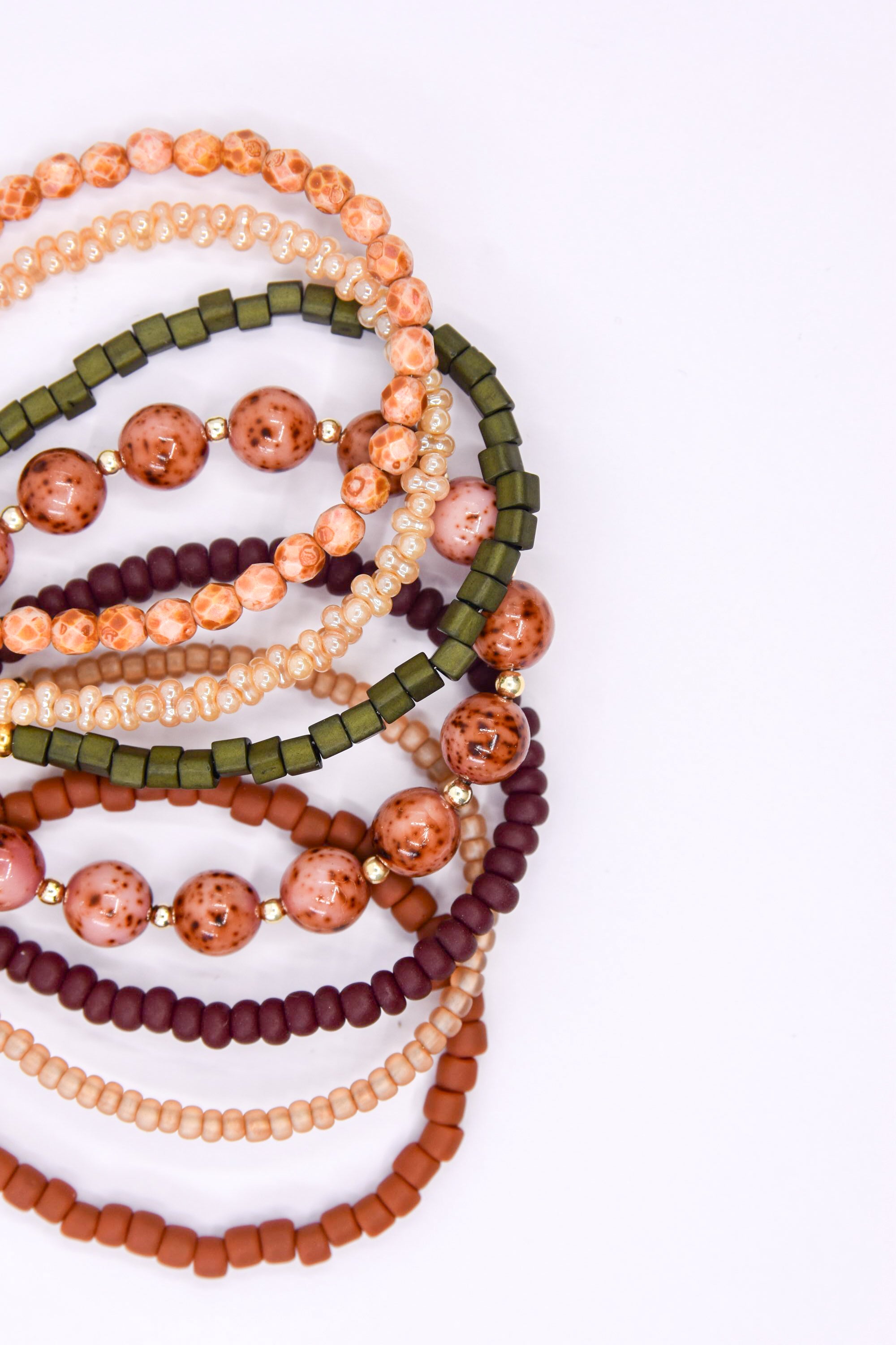 Brown and Pink Speckled Czech Glass