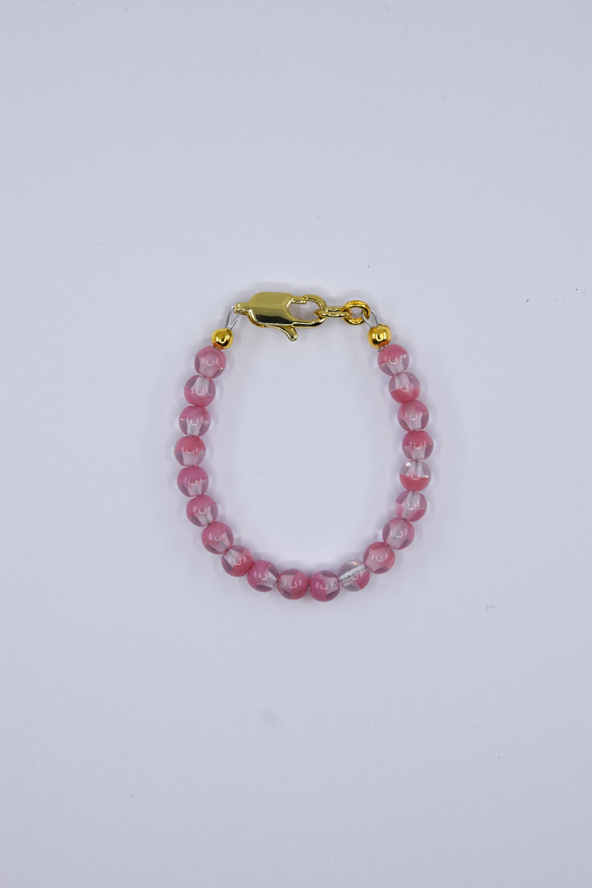 Pink and Clear Round Czech Glass