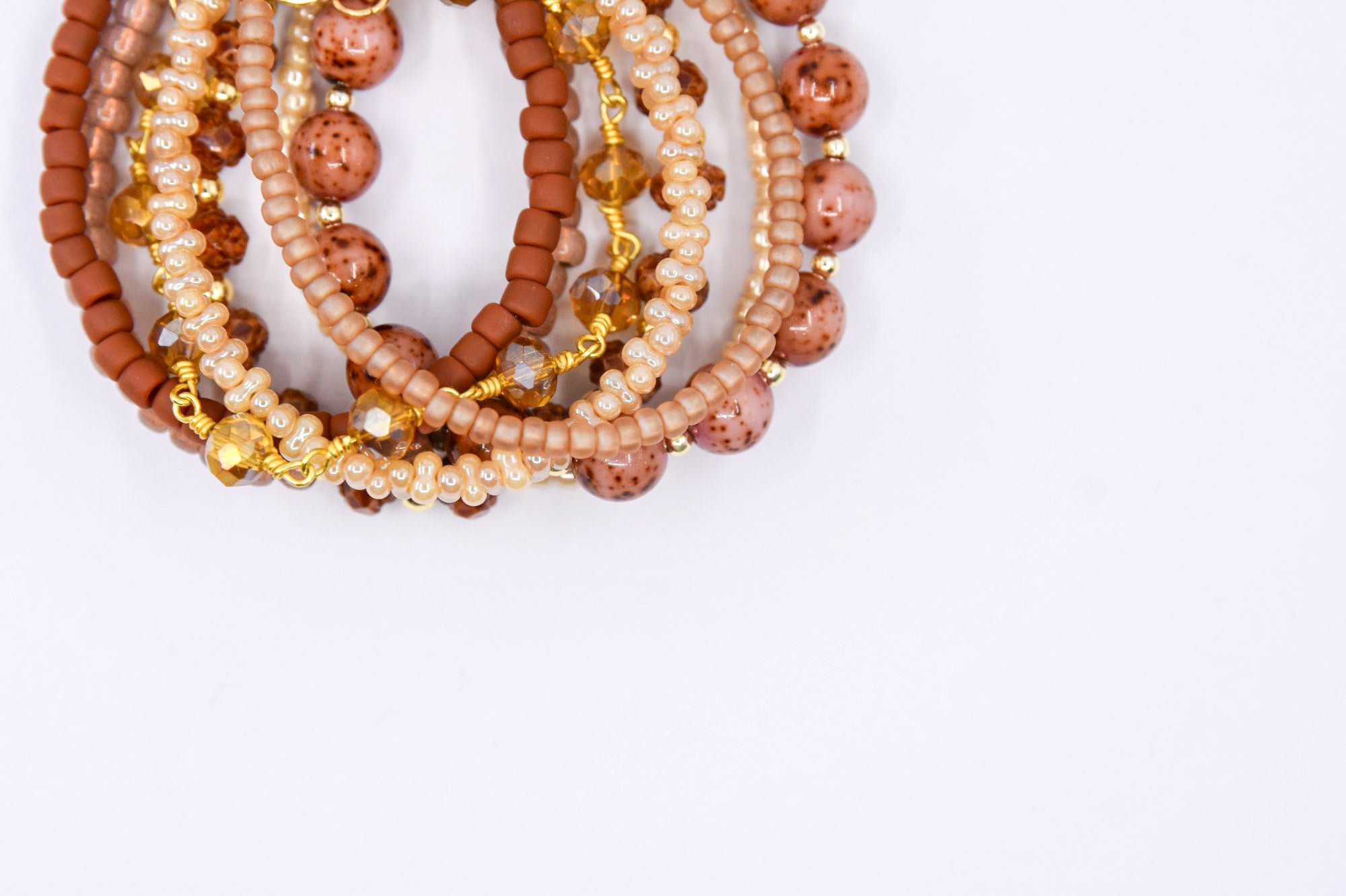 Brown and Pink Speckled Czech Glass
