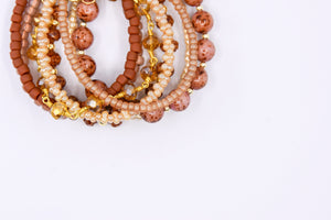 Brown and Pink Speckled Czech Glass