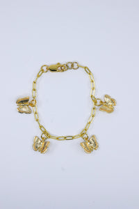 Gold Filled Paperclip Butterfly Charm Bracelet