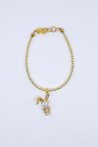 Gold Filled Crystal Bunny Girl Charm Bracelet