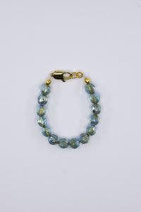 Gold Lined Blue Sparkle Czech Glass