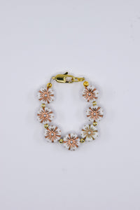 Rose Gold and White Czech Glass Floral