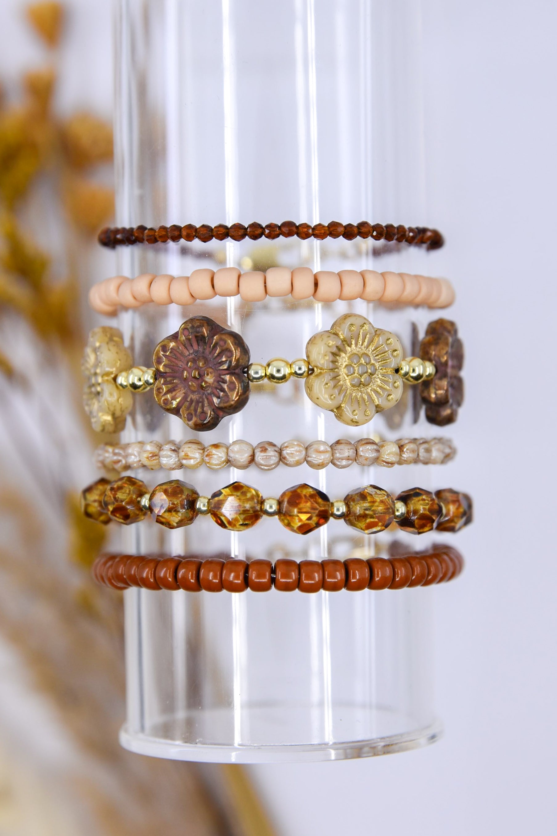 Neutral Czech Glass Floral