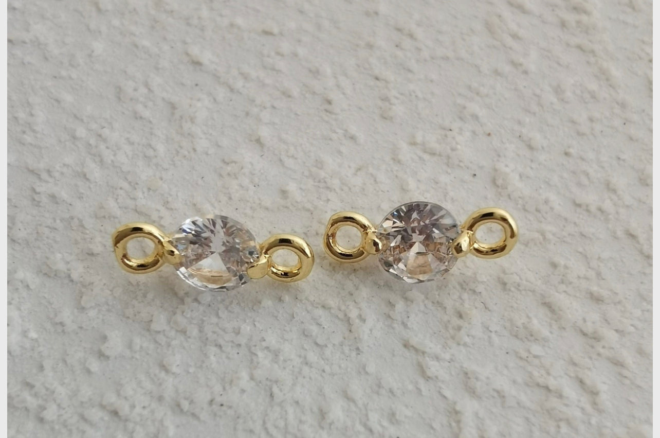 Gold Filled Dainty Round Cubic Zirconia Connector - add on