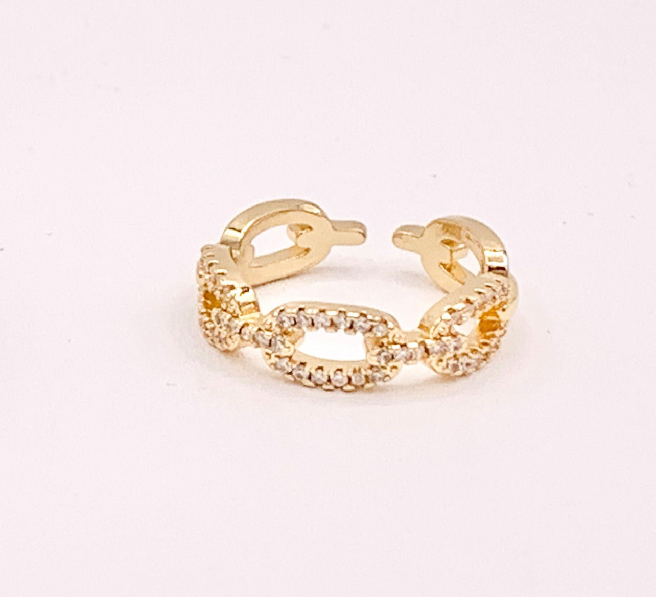 Gold Filled Rhinestone Chain Link Ring