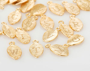 Gold Filled Initial Leaf Charm  - add on