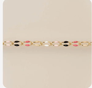 Pink & Black Enamel Chain