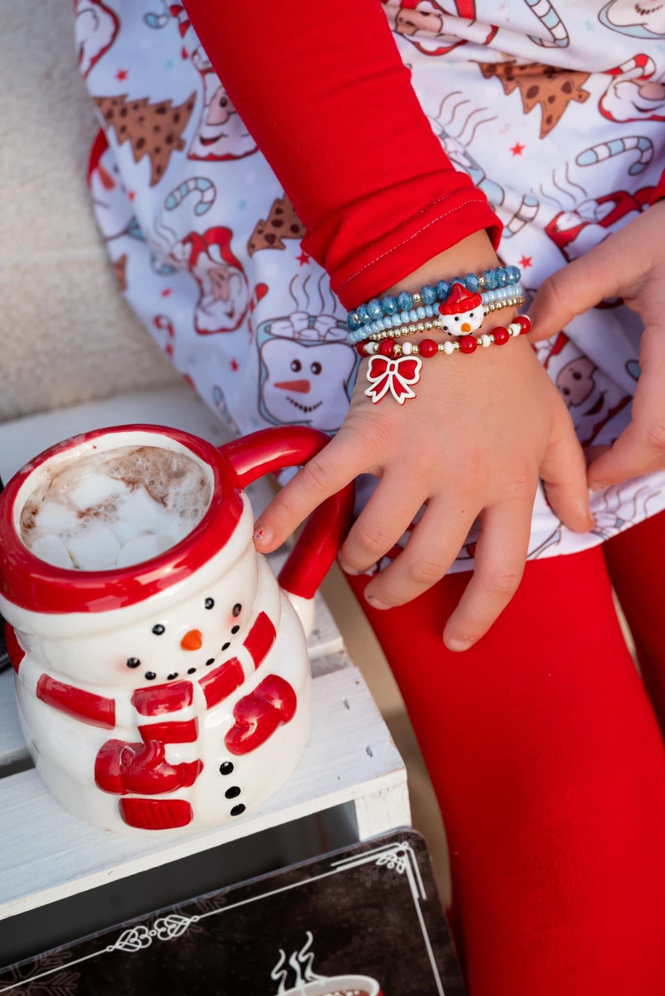 Red and White Bow Charm Bracelet