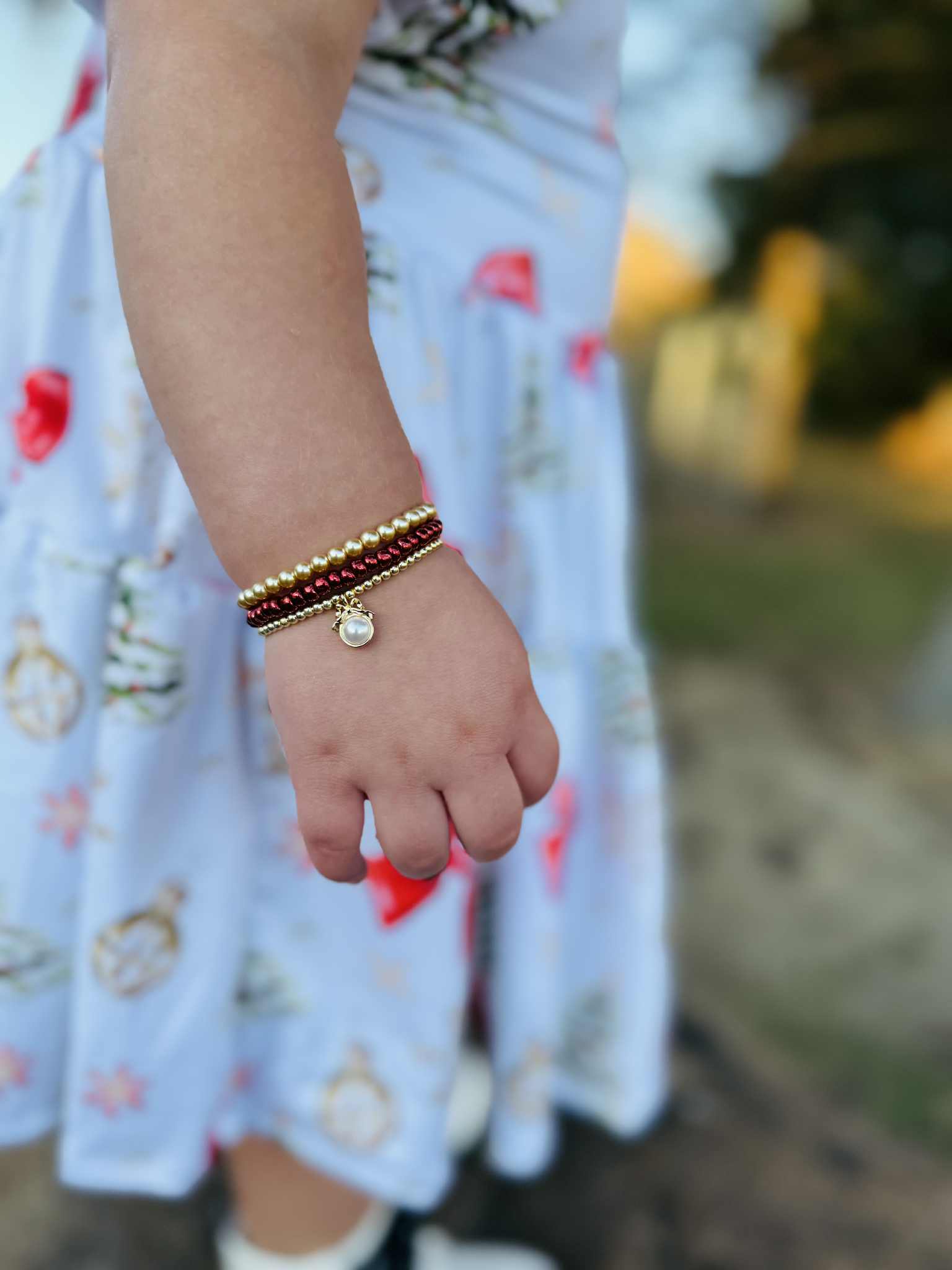 Pearl Ornament Charm Bracelet