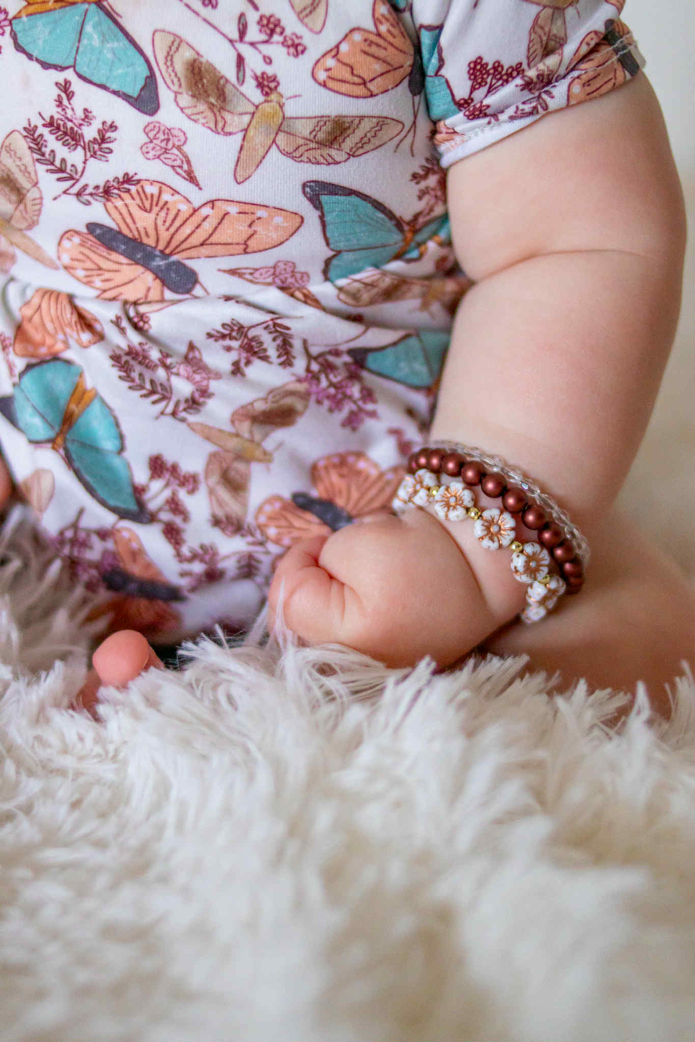 Rose Gold and White Czech Glass Floral