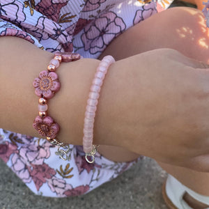 Matte Light Pink Dainty Glass Bracelet