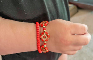 Matte Red Dainty Glass Bracelet