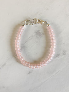 Matte Light Pink Dainty Glass Bracelet