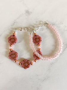 Matte Light Pink Dainty Glass Bracelet