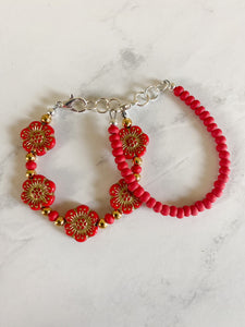Matte Red Dainty Glass Bracelet