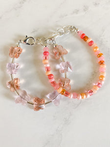 Peach Parfait Dainty Glass Bracelet