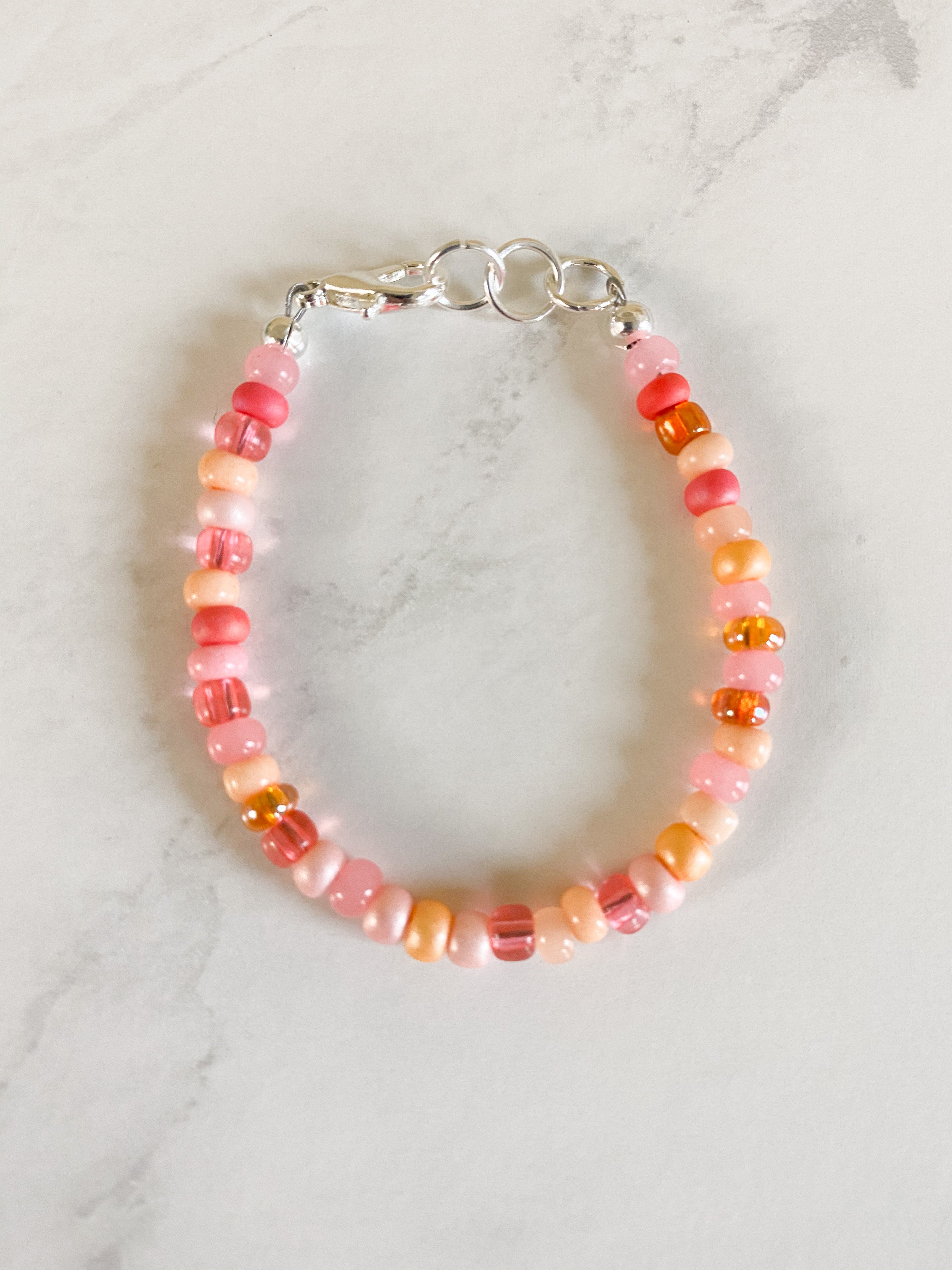 Peach Parfait Dainty Glass Bracelet