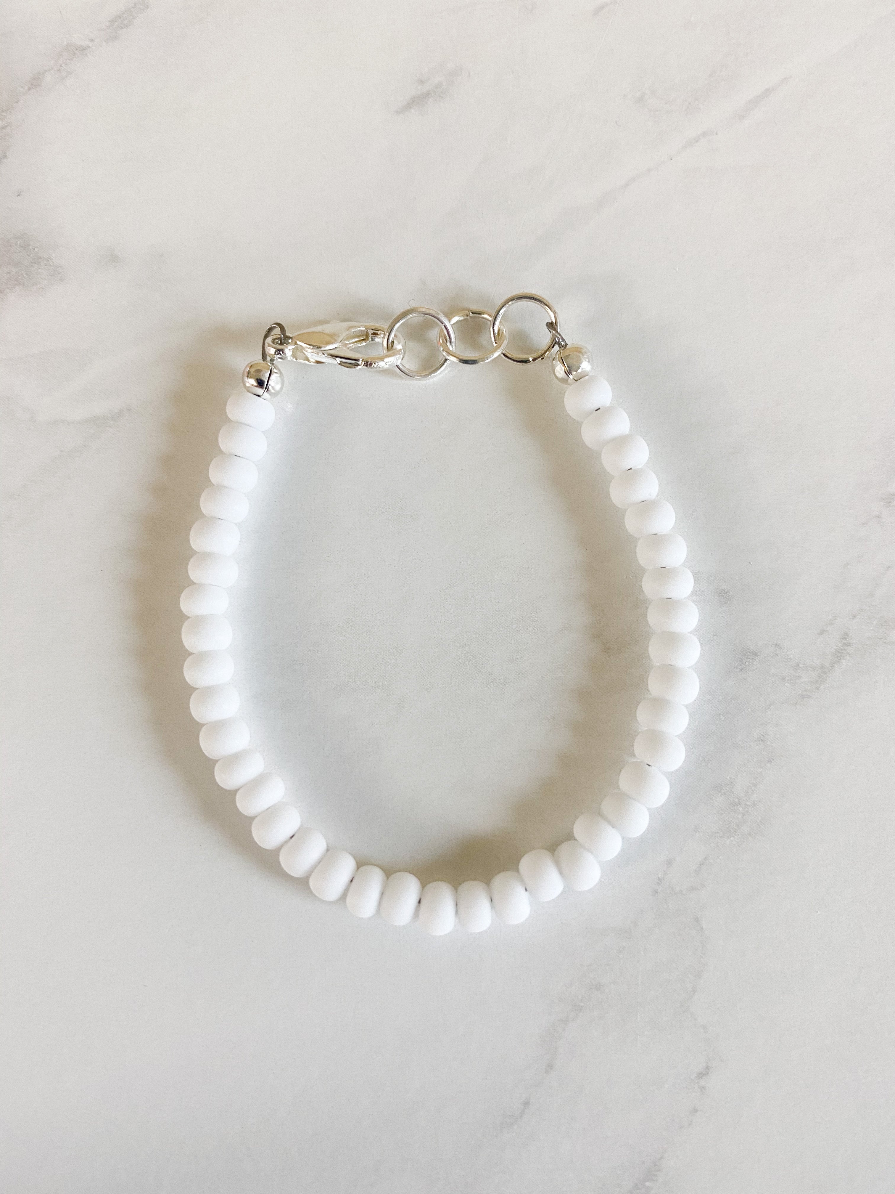 Matte White Dainty Glass Bracelet