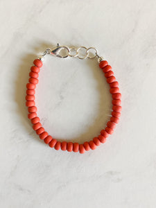 Matte Orange Dainty Glass Bracelet